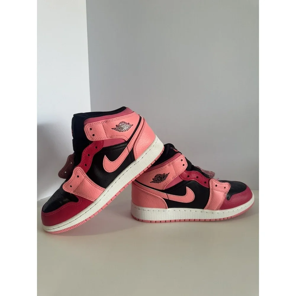 Jordan 1 Mid Pinksicle Black White Pink Sneakers 554725-662 Mens 6Y Womens 7.5